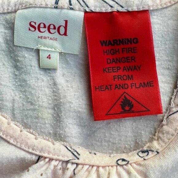 SEED HERITAGE Bunny Rabbits Nightgown Girls 4 4T Pink Gold Girl Nightie Bunnies - Picture 6 of 7